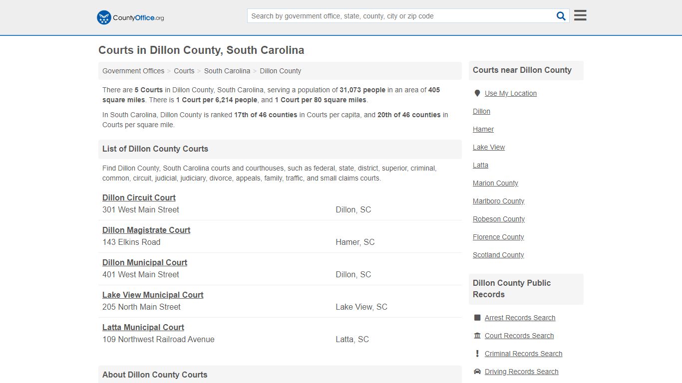 Courts - Dillon County, SC (Court Records & Calendars)