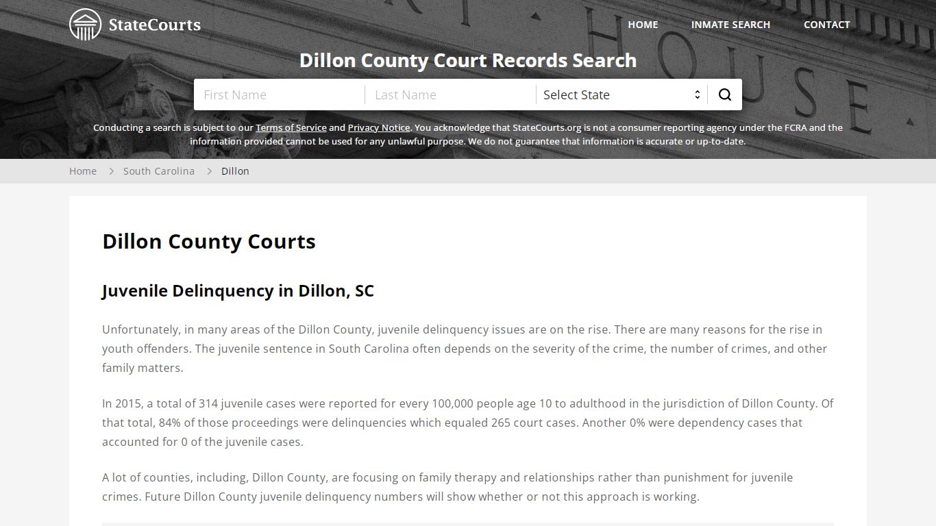Dillon County, SC Courts - Records & Cases - StateCourts