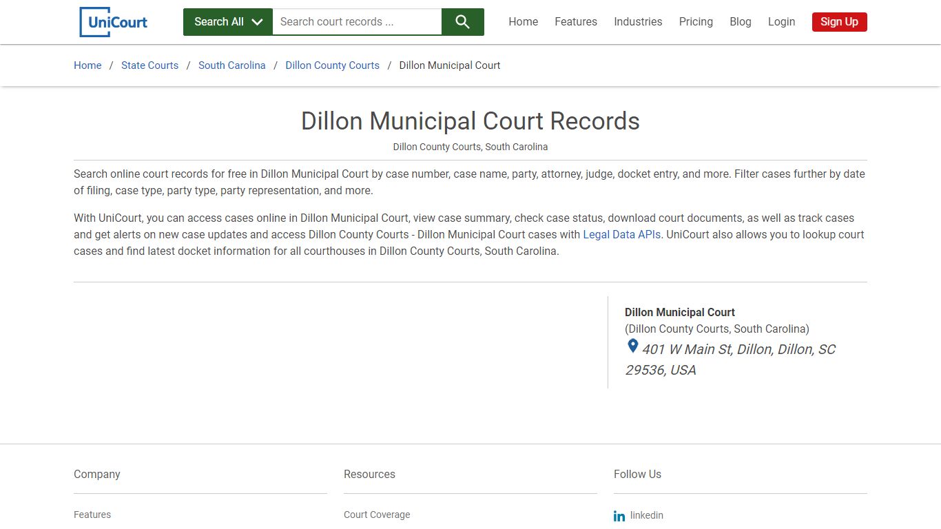 Dillon Municipal Court Records | Dillon | UniCourt